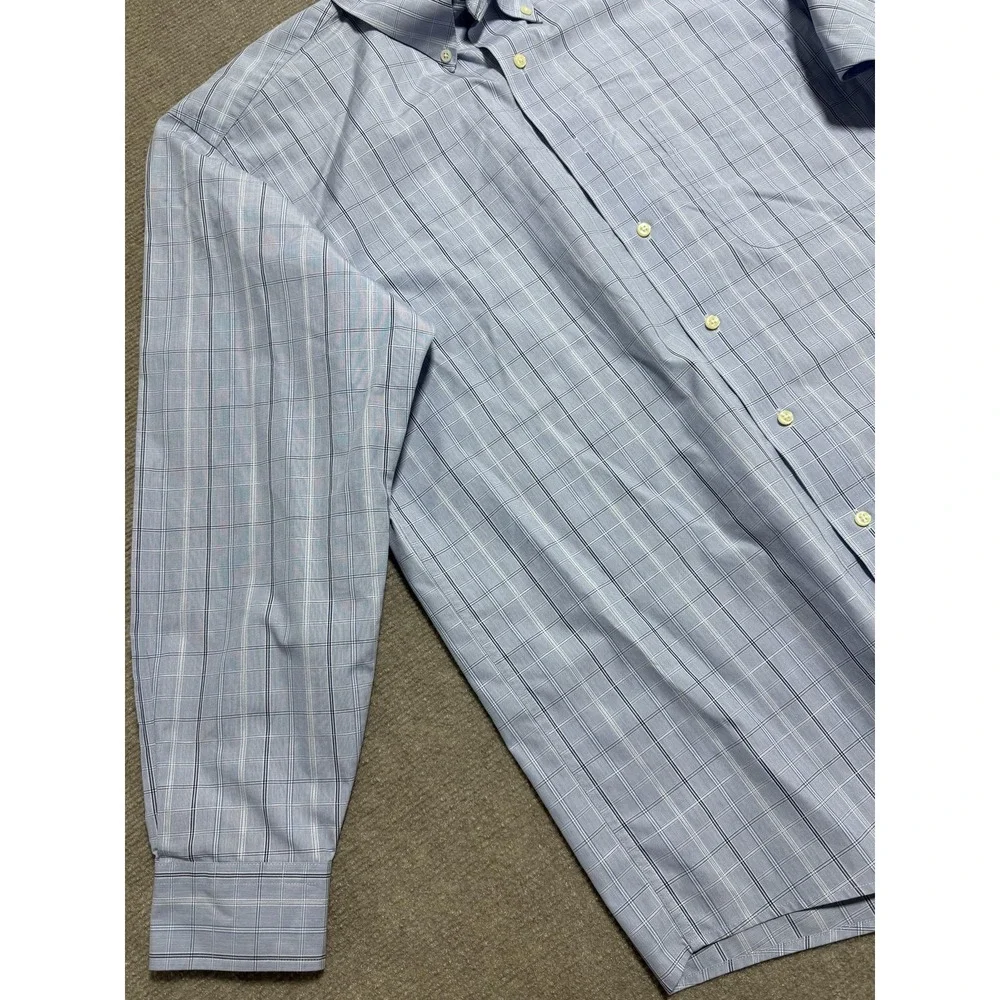 Jos A Bank Shirt Mens Medium Blue Check Plaid Button Down Long Sleeve Cotton‎